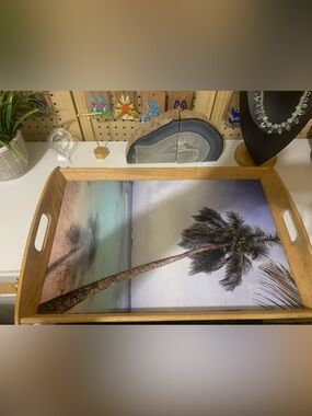 Source Unknown Palm Tree Beach serving  Tray -